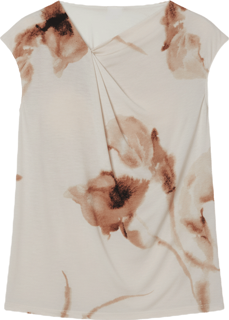 Women's Printed Asymmetric Neck Top