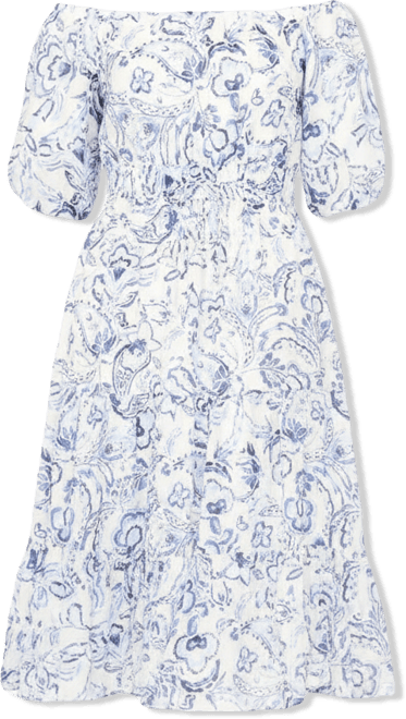 Women's Printed Tiered Ruffle Midi Dress