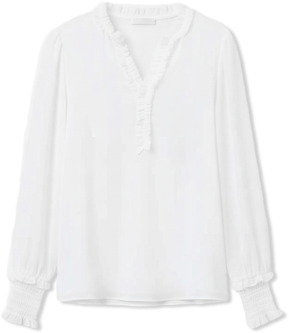 Women's Chiffon Split-Neck Ruffled Blouse