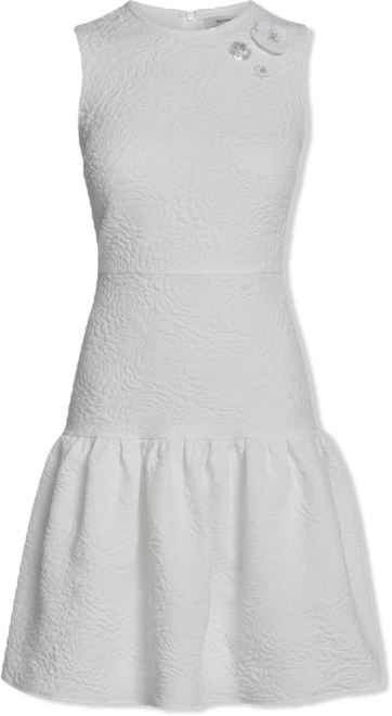 Women's Crew Neck Jacquard Ruffle Hem Dress