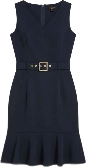 Calvin Klein Women's Belted Pleated Hem Dress - Macy's