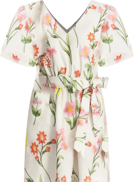 kensie Women's Embroidered Woven V-Neck Dress - Macy's