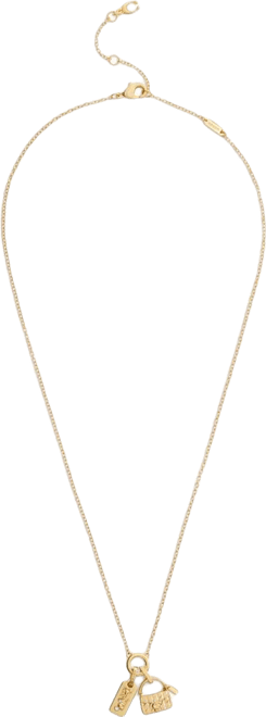 Gold Signature Charm Pendant Necklace