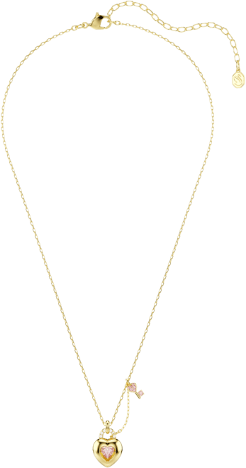 Gold-Tone Plated Heart Lock and Key Idyllia Pendant Necklaces