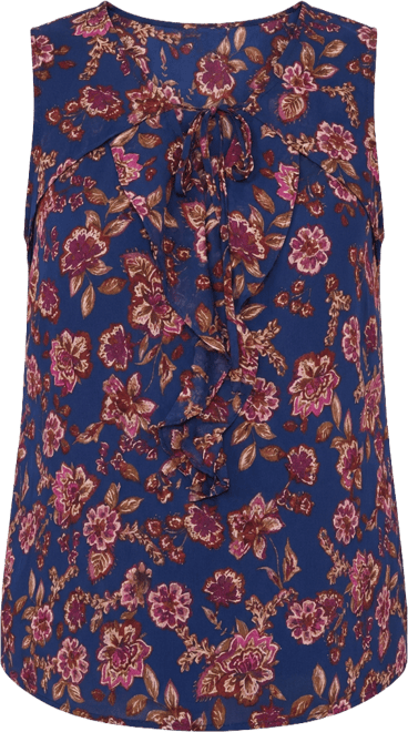 Plus Size Sleeveless V-Neck Printed Blouse