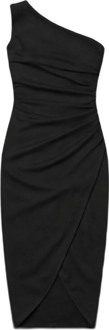 open lace back dress Black Metallic Sparkle One Shoulder Gathered Midi Dress – AX Paris