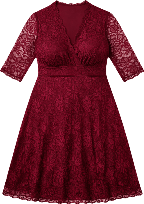 kiyonna plus size mademoiselle lace cocktail dress reviews Kiyonna 13230905 A Line Plus Size Lace Short Cocktail Dress – The Dress  Outlet main image 0