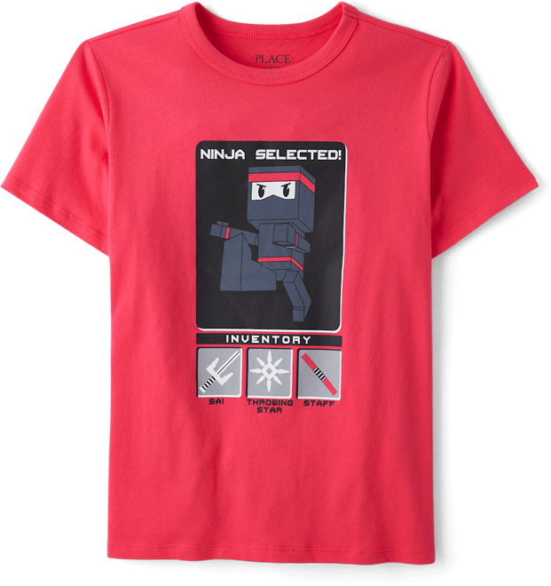 Boys Short Sleeve Ninja Video Game Graphic Tee - PINK | The