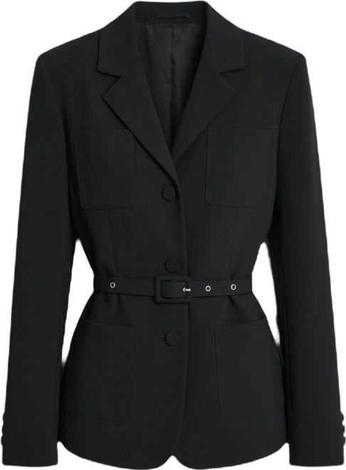 Women's Tailored Belted Blazer Jacket