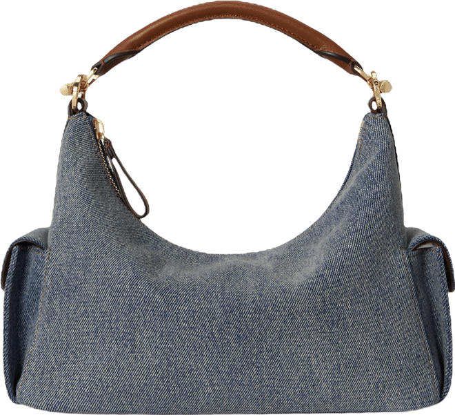 Washed Denim Small Blaike Shoulder Bag