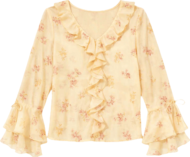 Women's Long-Sleeve Ruffle Top