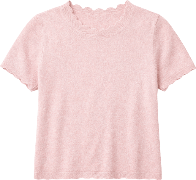 Women's Scalloped Crew Neck Pull-On Sweater