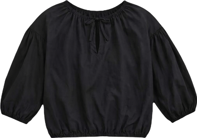 Women's Split Tie Neck Bubble Blouse