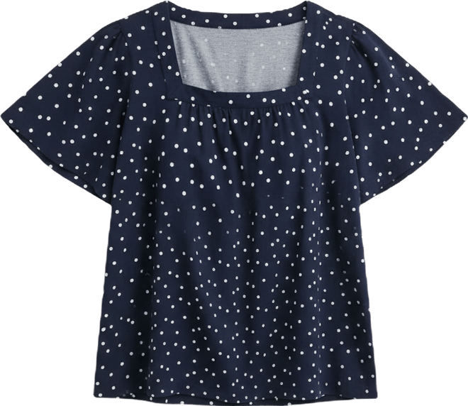 Women's Printed Square-Neck Flutter-Sleeve Top, Macy's Exclusive