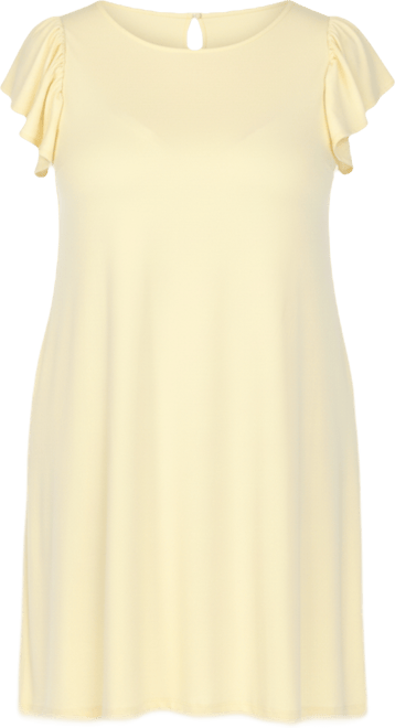 Plus Size Crew Neck Ruffle Sleeve Dress