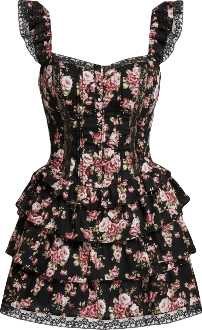 Women's Cotton Corset Ruffled Mini Dress