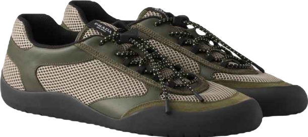 Prada Men's Speedrock Leather And Mesh Fabric Sneakers
