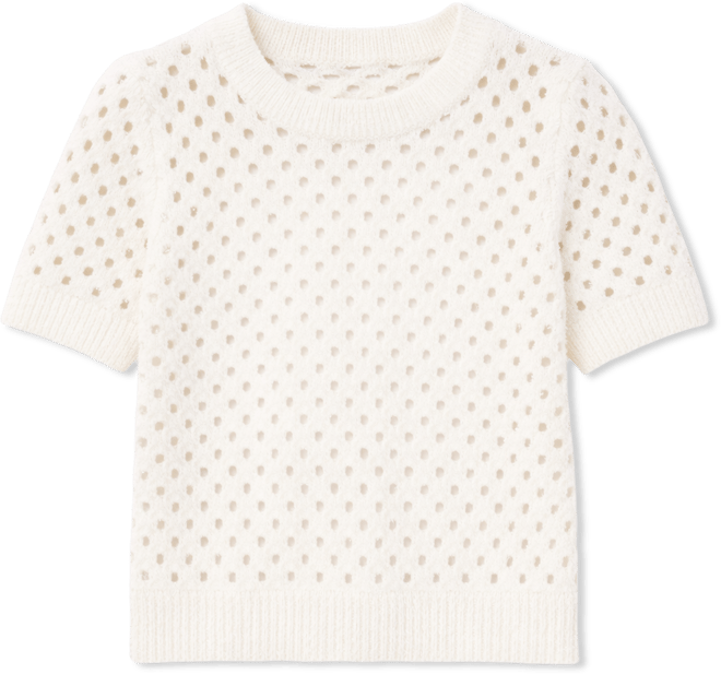 Women's Open-Stitch Short-Sleeve Sweater, Macy's Exclusive