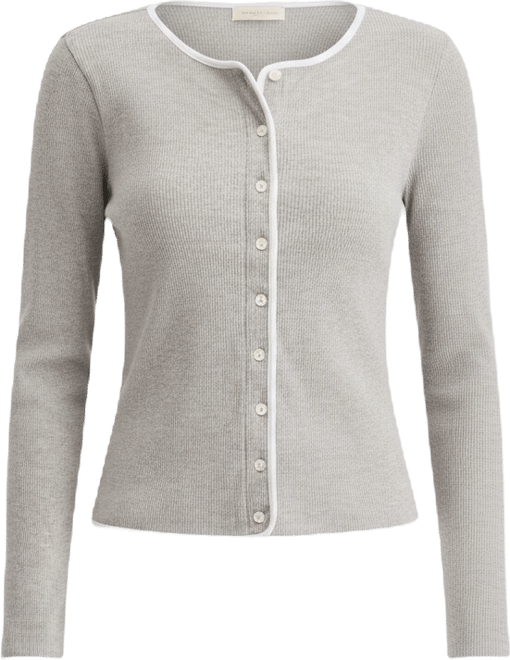 Women's Contrast-Trim Ribbed Cardigan, Macy's Exclusive