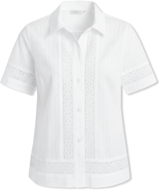 Women's Cotton Eyelet Short-Sleeve Shirt, Macy's Exclusive