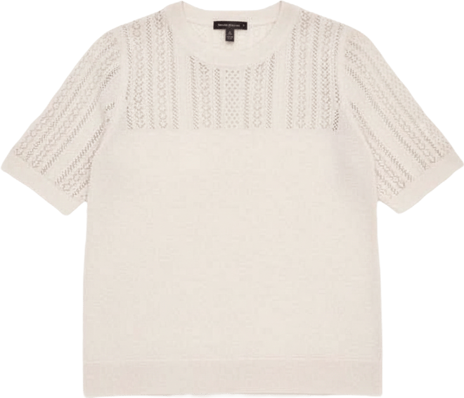 Women's Short-Sleeve Pointelle Lurex Sweater, Macy's Exclusive