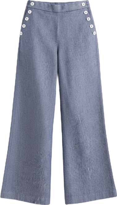 Women's 100% Linen Wide-Leg Sailor Pants, Macy's Exclusive