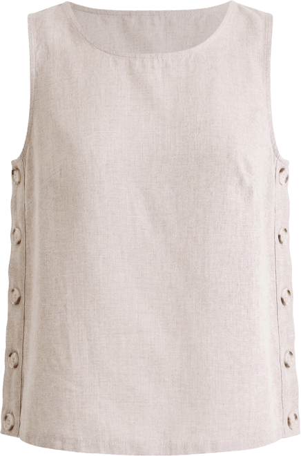 Women's 100% Linen Button-Side Top, Macy's Exclusive
