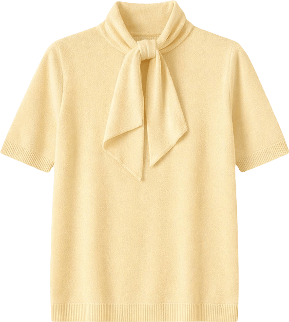 Women's Tie Neck Short-Sleeve Sweater