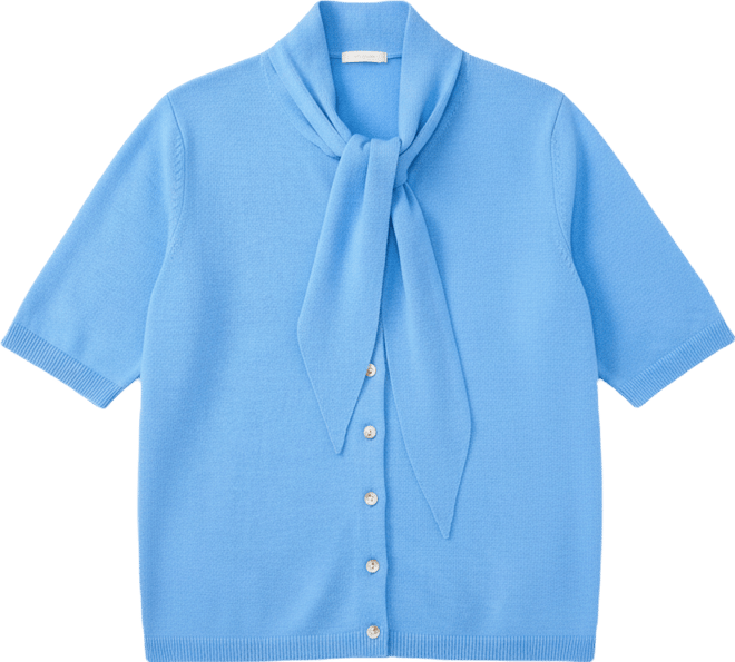 Women's Tie Neck Front Button Cardigan