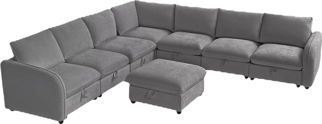 Terencio 132" Modern Modular Storage Sectional Sofa with Hassle-free Assembly