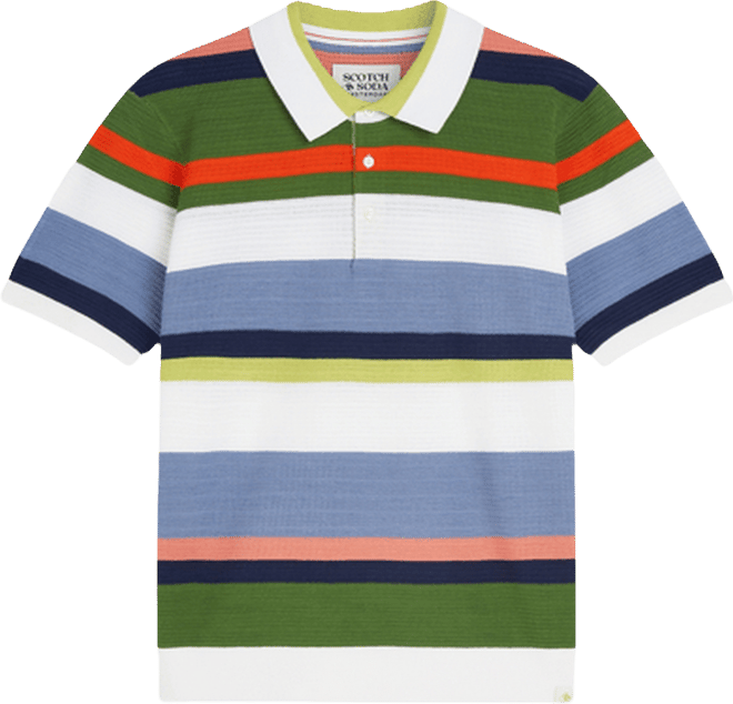 Men's Striped Knitted Polo Shirt