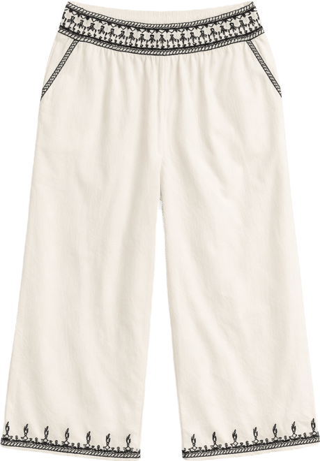Trendy Plus Size Embroidered Cotton Wide Leg Pants, Macy's Exclusive