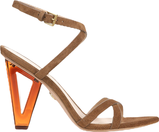 Lanaya Suede Ankle-Wrap Sandal in Chestnut | Veronica Beard
