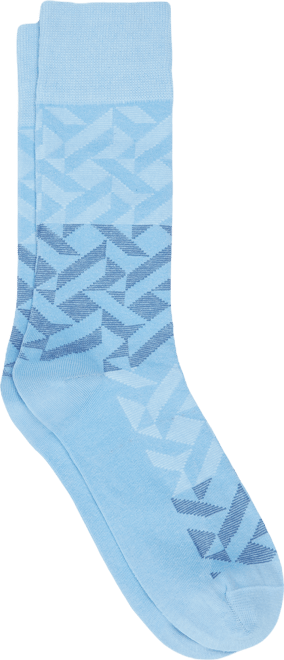 Egara Mens Geo Block Dress Socks in Placid Blue  One Size Mid-Calf Cotton Blend Dress Sock for Suits and Office Wear