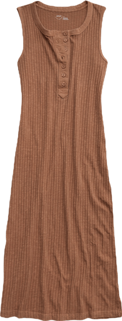 chinese dress ladies Long Sleeve Ribbed Henley Maxi Dress