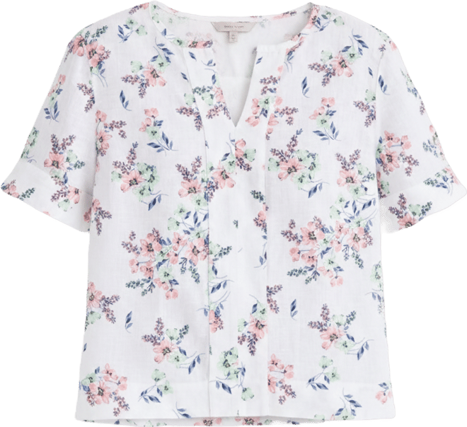 Women's 100% Linen Split-Neck Top, Macy's Exclusive