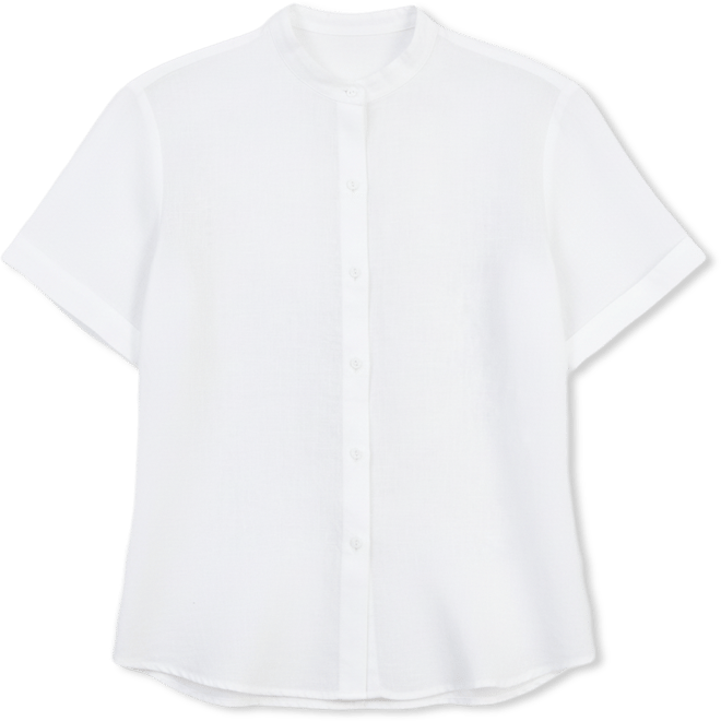 Women's Linen Mandarin-Collar Shirt