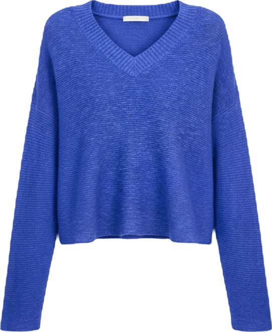 Women's Cotton & Linen V-Neck Sweater