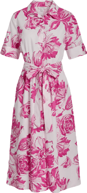 Women's Elbow-Sleeve Button-Front Shirt Dress