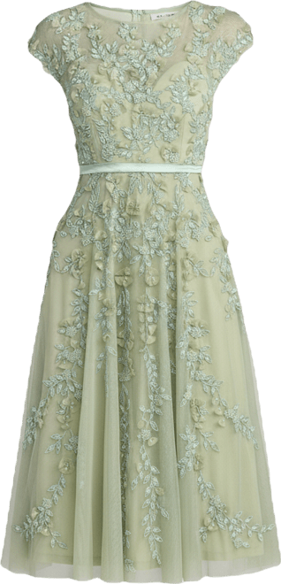 Petite Floral Embellished Cap Sleeve Midi Dress