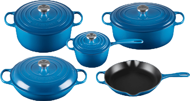 Signature Enameled Cast Iron 9-Piece Cookware Set