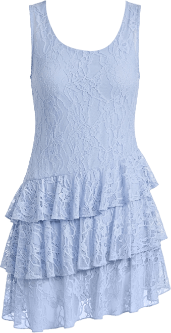 Bar III Women's Lace Sleeveless Tiered Mini Dress, Macy's Exclusive - Macy's