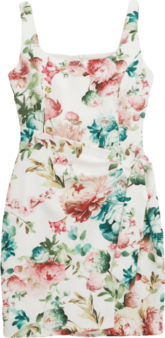 Women's Printed Square Neck Short Dress