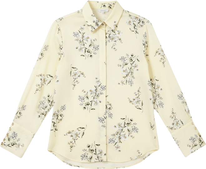 Petite Floral Print Collared Top