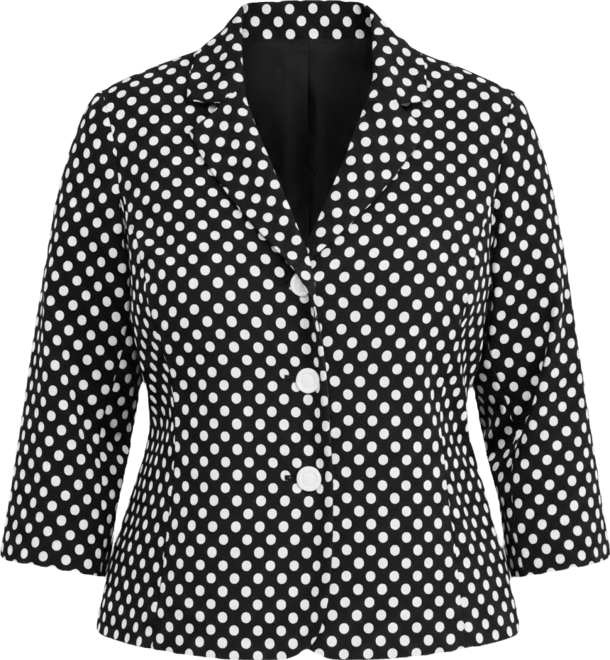 Plus Size Dot-Jacquard 3/4-Sleeve Jacket