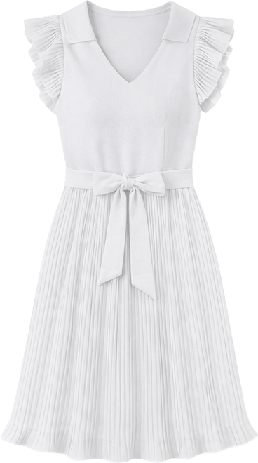 NY Collection Women's Pliss Pleated Short-Sleeve Dress - Macy's