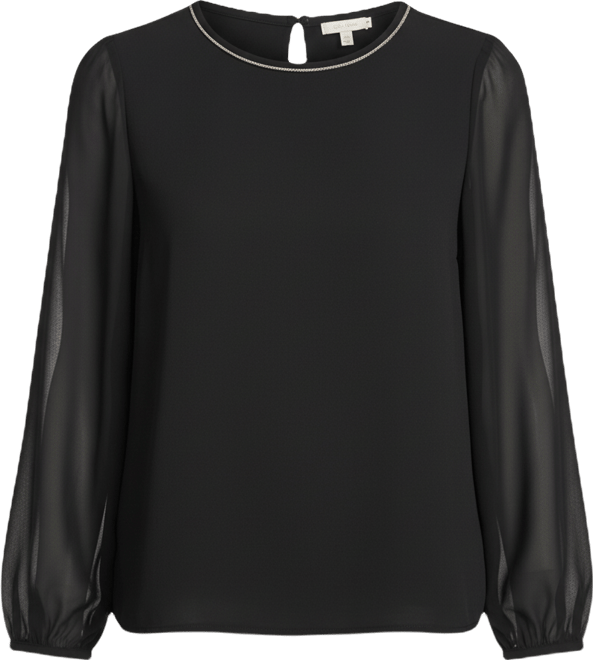 Women's Mixed Media Novelty Trim Top