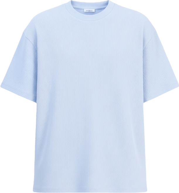 Men's Waffled Jersey Solid-Color Crewneck T-Shirt