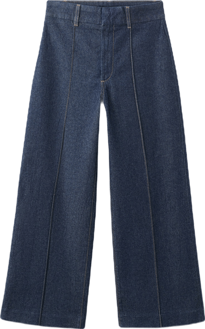 Women's Stitching Detail High-Waisted Wide Leg Jeans