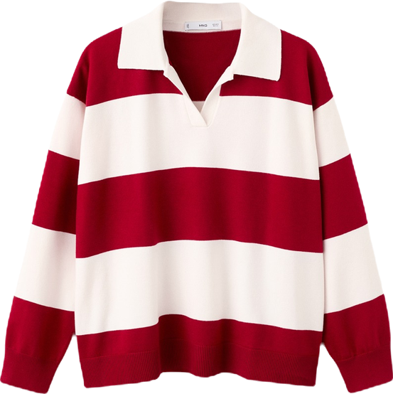 Women's Striped Polo-Neck Sweater